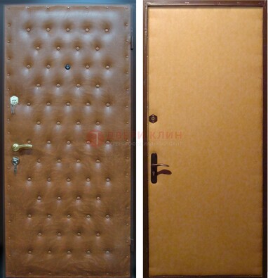 Желтая железная дверь с винилискожей ДВ-2 в Рузе