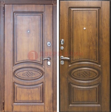 Коричневая металлическая дверь с виноритом ДВТ-10 в Рузе