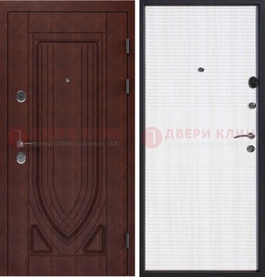 Уличная темная филенчатая дверь с виноритом и МДФ Белый ясень ДВТ-141 в Рузе