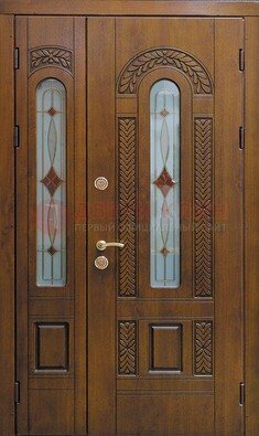 Темная стальная дверь с виноритом и стеклом ДВТ-179 в Рузе