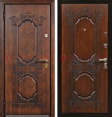 Коричневая железная дверь с виноритом и узором ДВТ-211 в Рузе