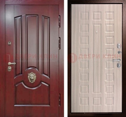 Темно-красная входная дверь с виноритом ДВТ-234 в Рузе