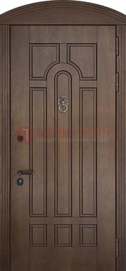 Коричневая стальная дверь с виноритом в форме арки ДВТ-237 в Рузе
