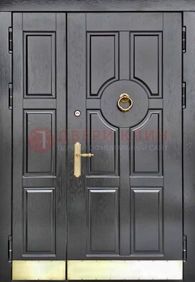 Черная металическая дверь с виноритом для дома ДВТ-241 в Самаре
