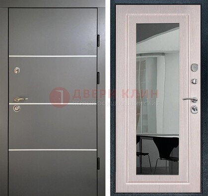 Черная металлическая дверь с зеркалом ДЗ-12 в Рузе