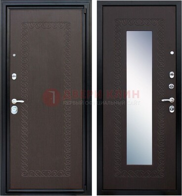 Темная стальная дверь с зеркалом ДЗ-20 в Рузе