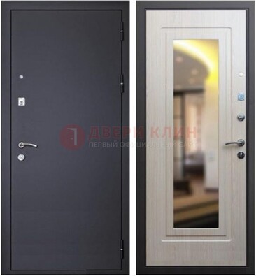 Черная металлическая дверь с зеркалом ДЗ-26 в Рузе