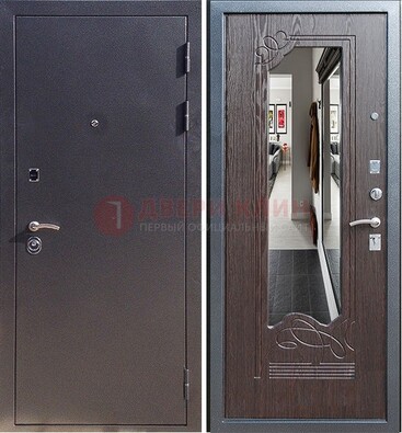 Черная входная дверь с зеркалом МДФ внутри ДЗ-29 в Рузе