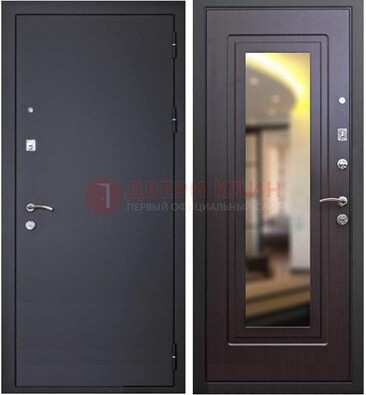 Черная железная дверь с зеркалом ДЗ-30 в Рузе