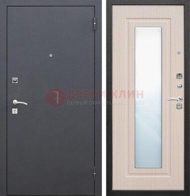 Черная входная дверь с зеркалом МДФ внутри ДЗ-31 в Рузе