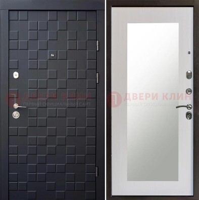Черная стальная дверь МДФ и зеркалом ДЗ-50 в Рузе