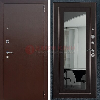 Металлическая дверь с порошковым напылением с МДФ и зеркалом ДЗ-61 в Рузе