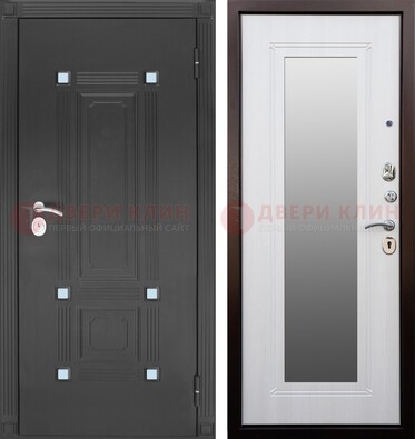 Стальная черная дверь МДФ с зеркалом ДЗ-76 в Рузе