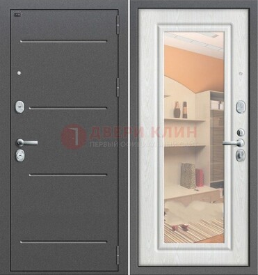 Серая металлическая дверь с зеркалом ДЗ-7 в Рузе