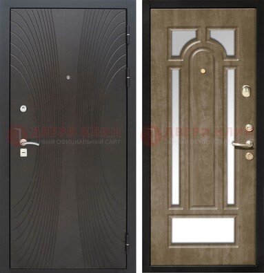 Темная металлическая дверь МДФ с различными зеркальными вставками внутри ДЗ-82 в Рузе
