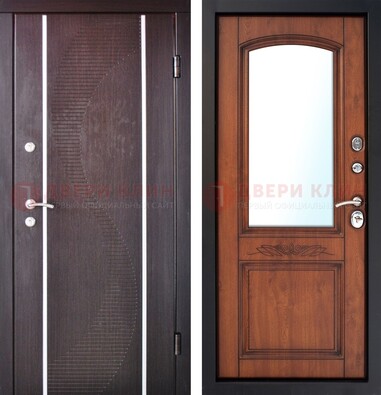 Входная дверь с МДФ и МДФ внутри с зеркалом ДЗ-88 в Рузе