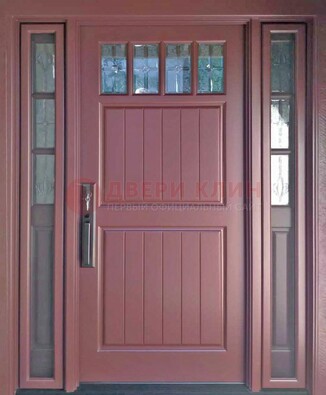 Входная дверь с массивом с фрамугами и витражом ВЖ-19 в Рузе